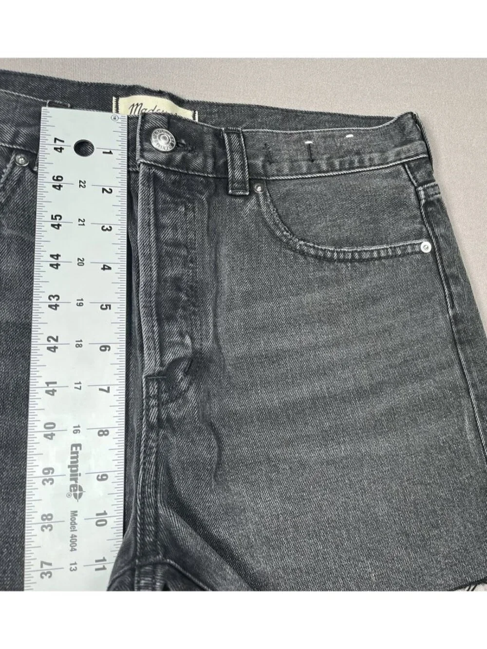 NWT Madewell The Brynn Long Black Levin Wash Jean Shorts Inseam 4